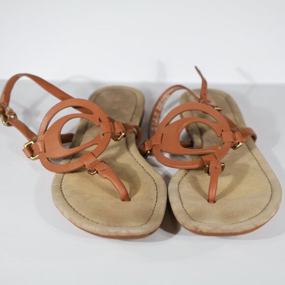 Coach Brown Leather Thong Sandals Pre-owned ladies Size 7 - Picture 2 of 5